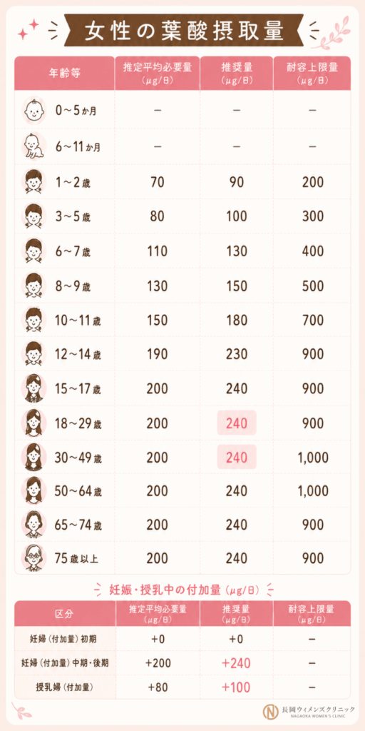 女性の葉酸摂取量